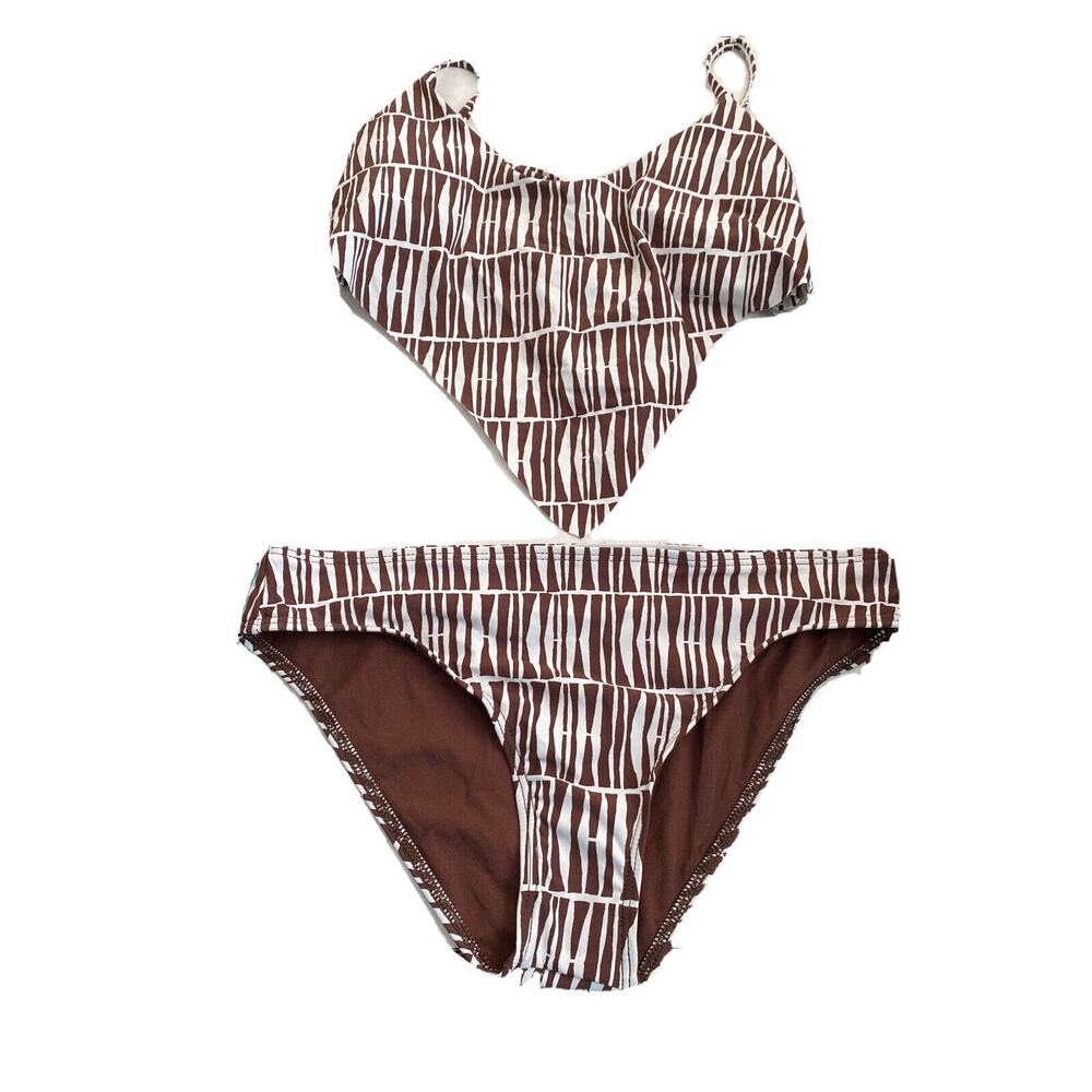 Basta Surf Retro Retro Knopped Crop Top Bikini Brown 2 Piece Brown Size M 0991